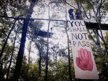 This picture is from a protest against tar sand extraction.